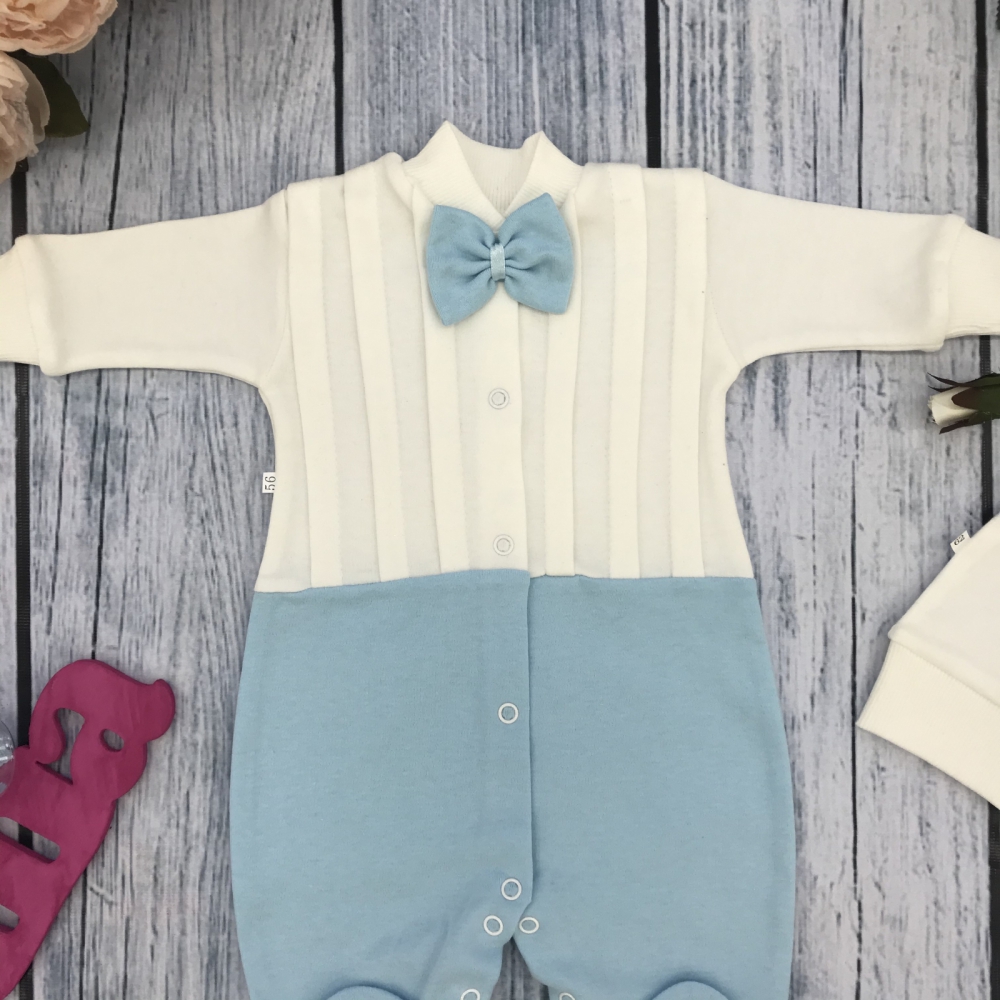 273-Г. Комбинезон с шапкой, хлопок 100% интерлок, голубой 56,62