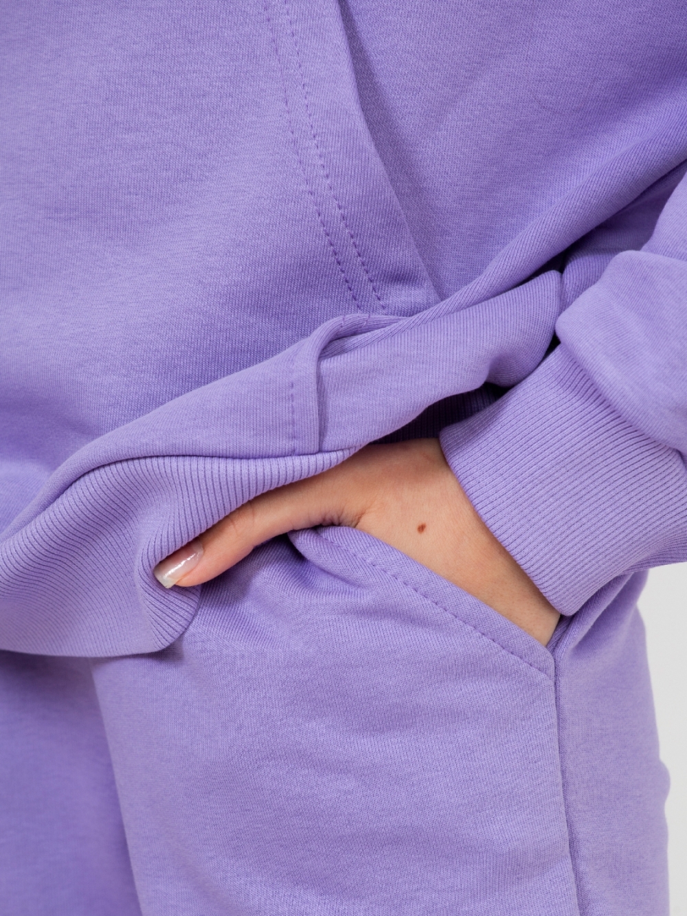 311-Л. Свитшот с капюшоном + Штаны, хлопок 65%, 35% ПЭ, 3-х нитка ( без начеса) лиловый 146,152,158