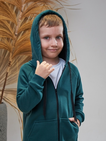 328-ИЗ. Костюм детский  на молнии, изумрудный, хлопок 65%, 35% ПЭ, 3-х нитка без начеса 80,86,92