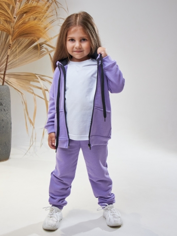 Купить оптом 328-Л. Костюм детский  на молнии, лиловый, хлопок 65%, 35% ПЭ, 3-х нитка без начеса 98,104,110,116 в Братске