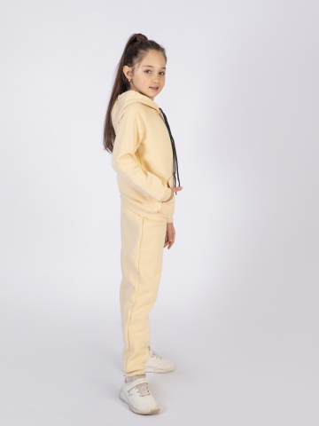 296-СЛ. Свитшот с капюшоном  + Штаны, хлопок 65%, 35%  ПЭ, 3-х нитка (начес) сливочный 80,86,92