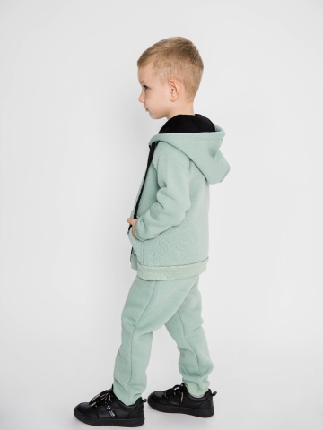 319-ОЛ. Костюм детский  на молнии, олива, хлопок 65%, 35% ПЭ, 3-х нитка (начес) 80,86,92