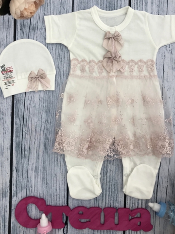 Купить оптом 284-П. Комбинезон с шапкой, (бабочка), пудра хлопок 100% кулирка 56,62 в Братске