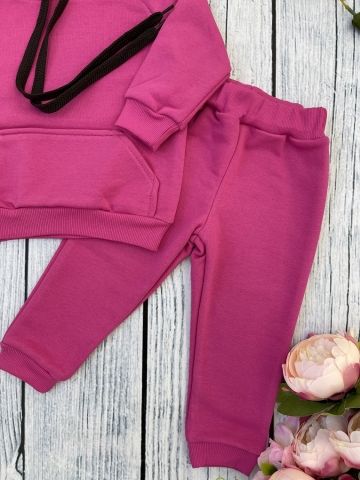 311-Ф. Свитшот с капюшоном + Штаны, хлопок 65%, 35% ПЭ, 3-х нитка ( без начеса) фуксия 80,86,92