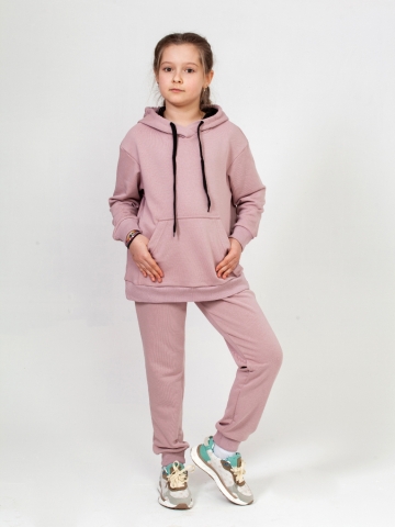 311-ПУ. Свитшот с капюшоном + Штаны, хлопок 65%, 35% ПЭ, 3-х нитка ( без начеса) пудра 146,152,158