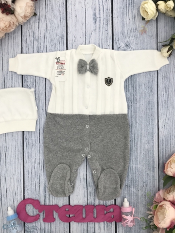 Купить оптом 302-С. Комбинезон складки  хлопок 80% велюр, 20 % ПЭ, р 56,62 , серый в Братске