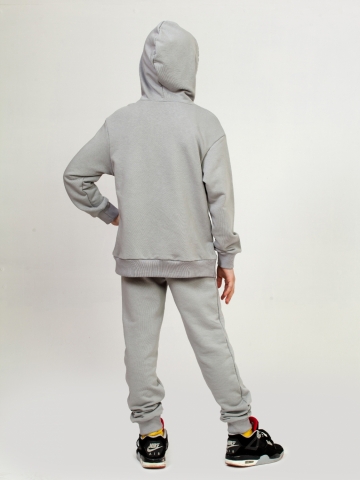311-ГР. Свитшот с капюшоном + Штаны, хлопок 65%, 35% ПЭ, 3-х нитка ( без начеса) графит 146,152,158
