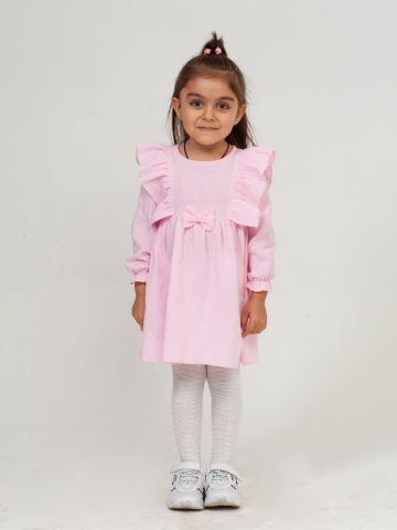 Купить 321-Р. Платье из муслина детское, хлопок 100% розовый, р. 98,104,110,116 в Братске