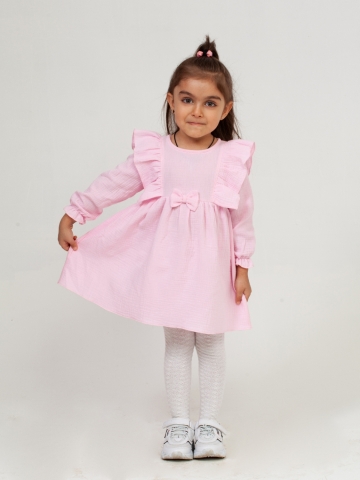 Купить 321-Р. Платье из муслина детское, хлопок 100% розовый, р. 74,80,86,92 в Братске